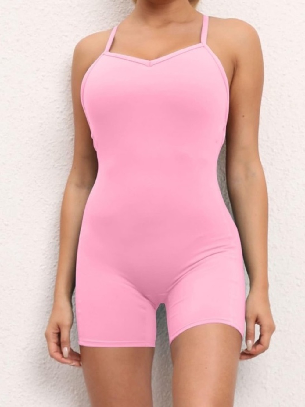 Bodysuit Onesie Seamless Spaghetti Straps Padded Bra Jumsuit Activeware L/XL NWT - Picture 3 of 4